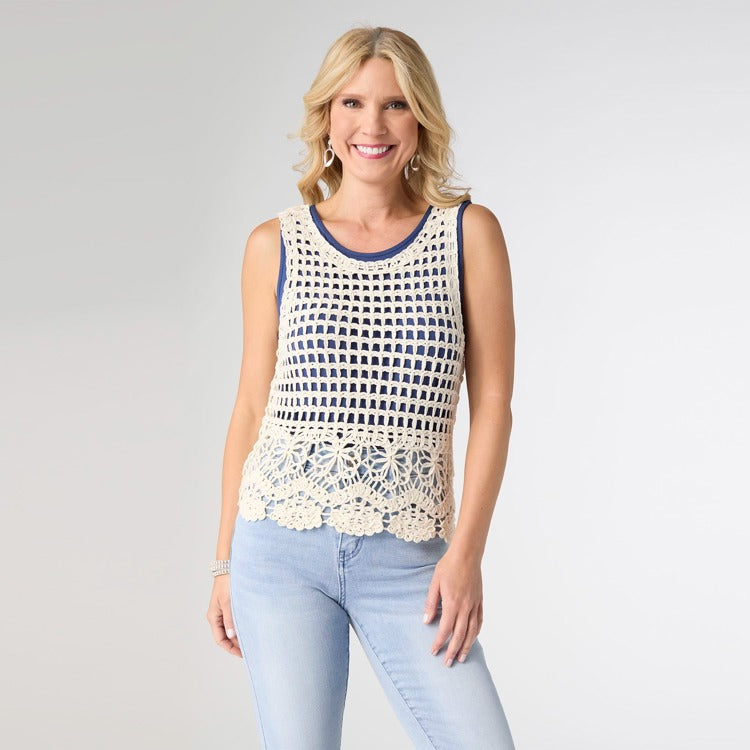 Paula Crochet Tank Top - Natural XS