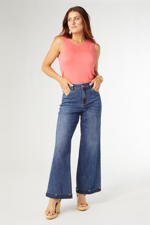 S - Bambu Soft Wide Leg with Floral Studs...