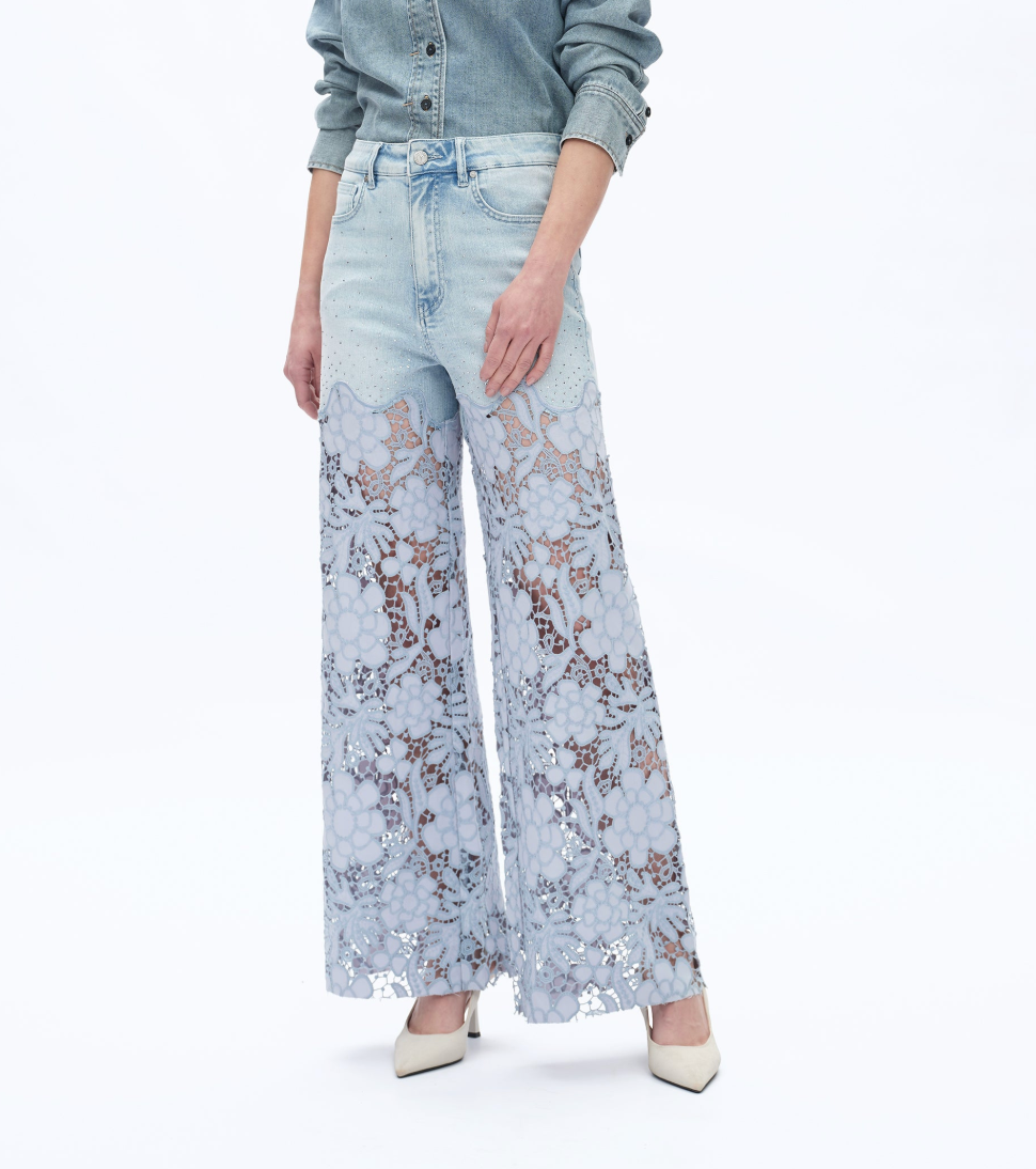Lace High Rise Wide Leg Jean