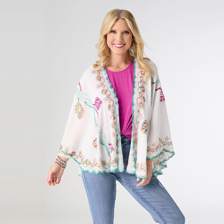 Jovie Wrap with Embroidery - White