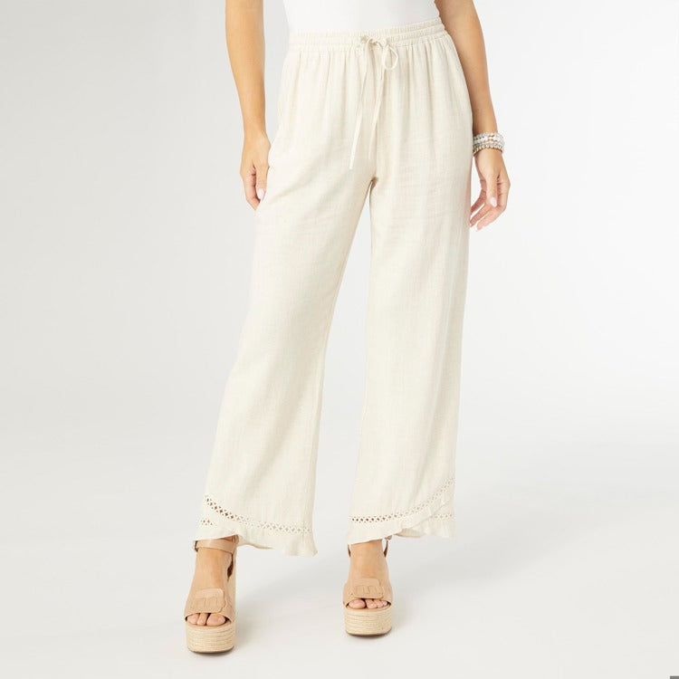 Layla Crossover Ruffle Pant - Natural XS