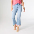 S - EverStretch Flare Crop with Crochet Floral...