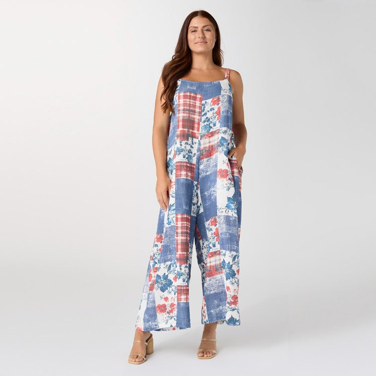 XS - Blakely Printed Gauze Jumpsuit with...