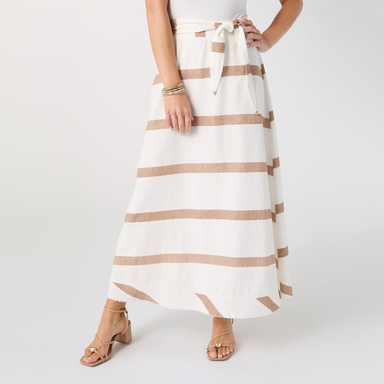 S/M - Katherine Striped Tie Waist Skirt...
