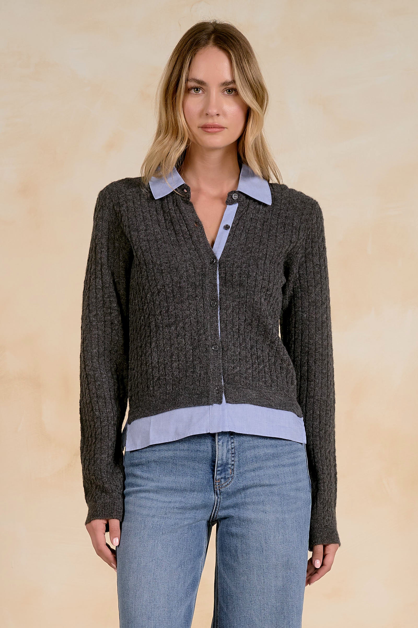 Stormcloud Cable Knit Cardigan